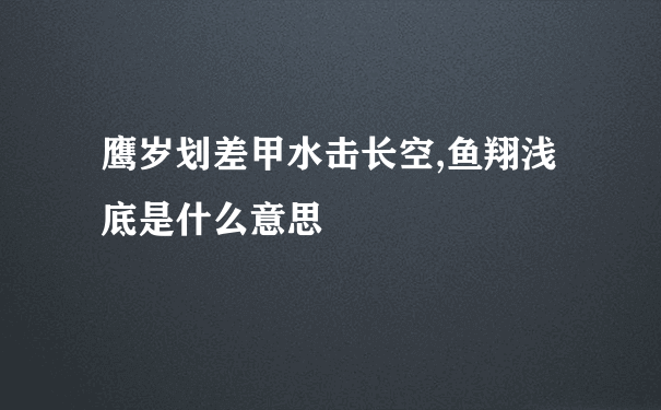 鹰岁划差甲水击长空,鱼翔浅底是什么意思