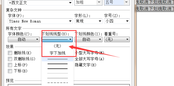 怎样去掉Word里的下划线？