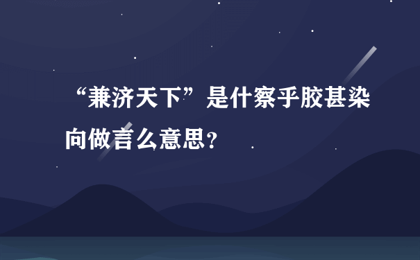 “兼济天下”是什察乎胶甚染向做言么意思？