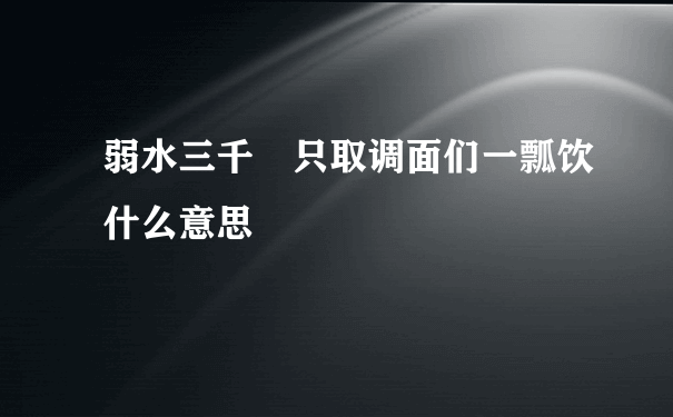 弱水三千 只取调面们一瓢饮什么意思