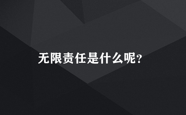 无限责任是什么呢？