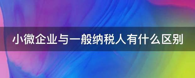 小微企业与一般纳税人有什么区别