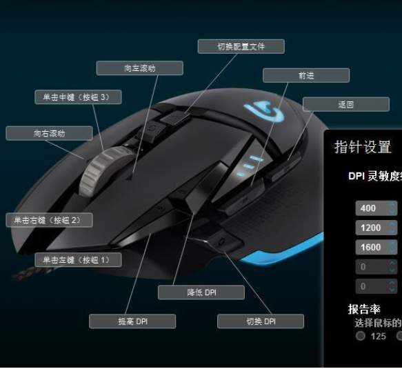 罗技鼠标g502上那些按键怎么用