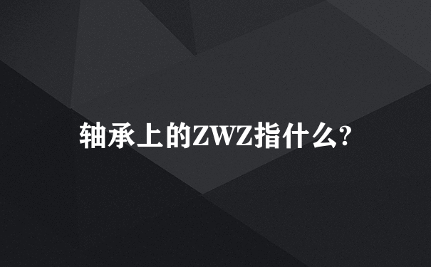 轴承上的ZWZ指什么?