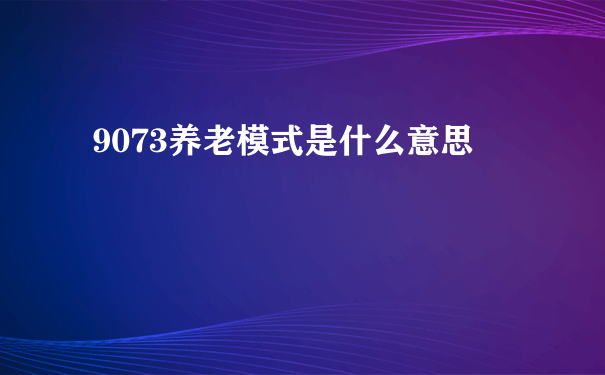 9073养老模式是什么意思