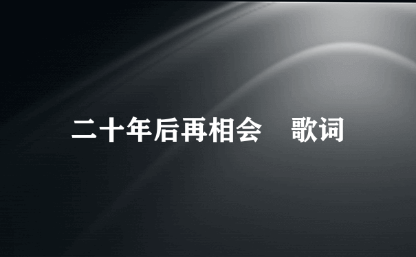 二十年后再相会 歌词