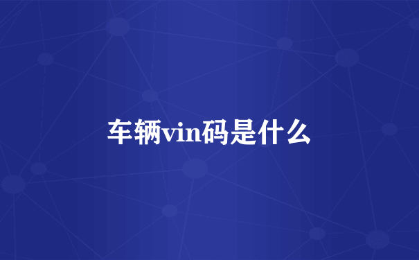 车辆vin码是什么