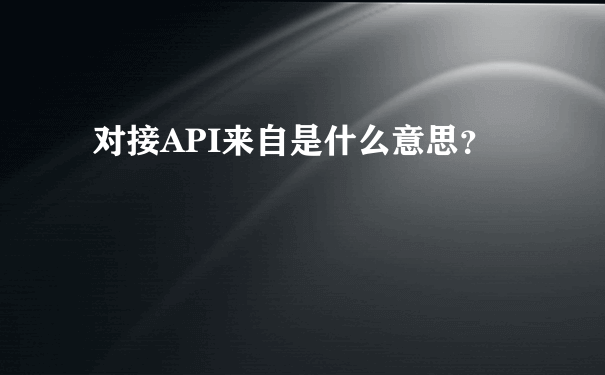 对接API来自是什么意思？