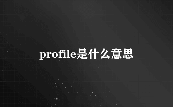 profile是什么意思