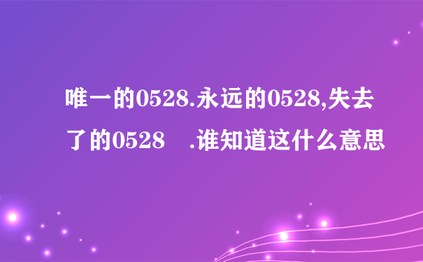 唯一的0528.永远的0528,失去了的0528 .谁知道这什么意思