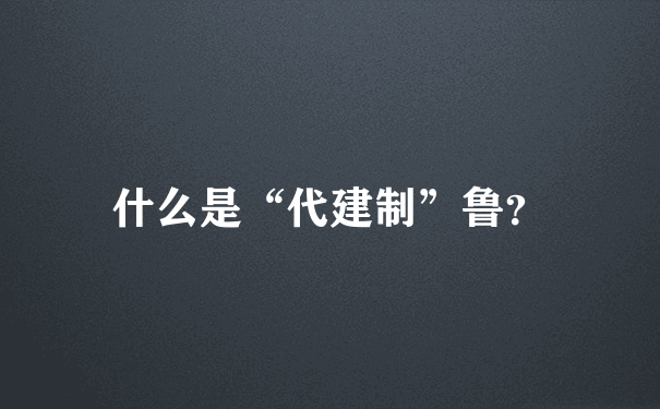 什么是“代建制”鲁？