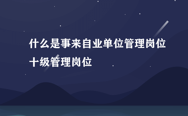 什么是事来自业单位管理岗位十级管理岗位