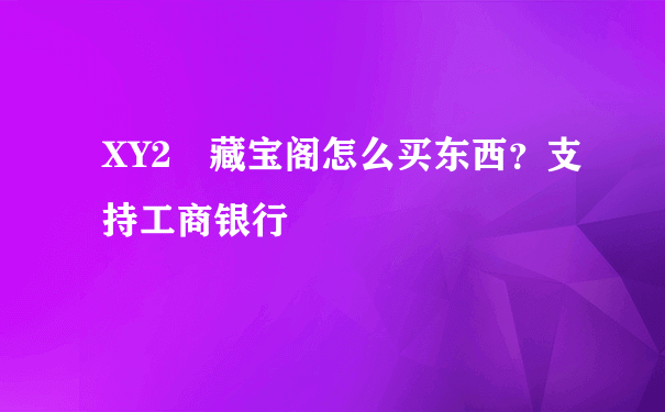 XY2 藏宝阁怎么买东西？支持工商银行