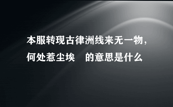 本服转现古律洲线来无一物，何处惹尘埃 的意思是什么