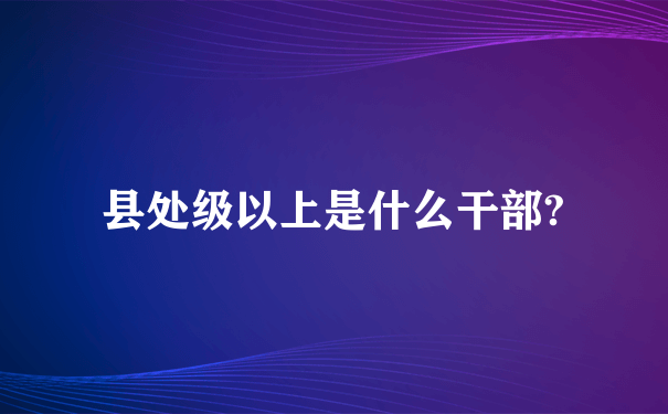 县处级以上是什么干部?