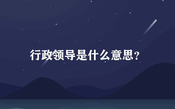 行政领导是什么意思？