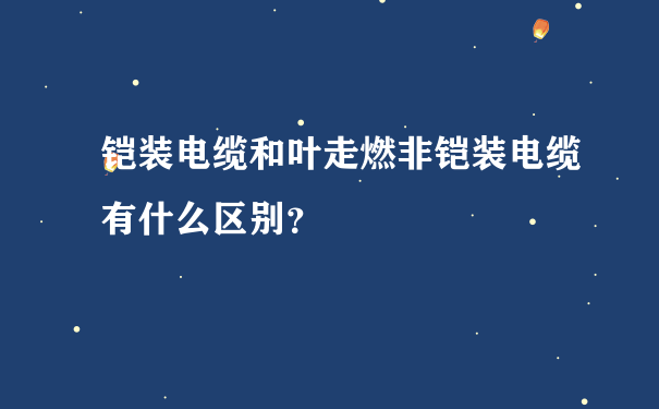 铠装电缆和叶走燃非铠装电缆有什么区别？