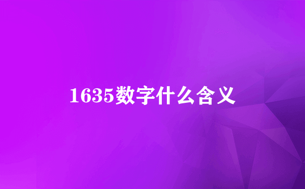 1635数字什么含义