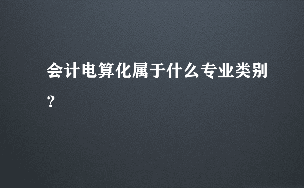 会计电算化属于什么专业类别？