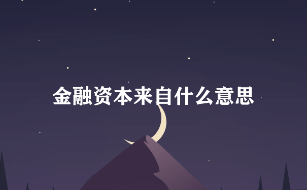 金融资本来自什么意思