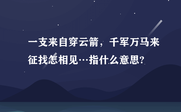 一支来自穿云箭，千军万马来征找怎相见…指什么意思?