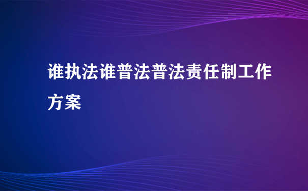 谁执法谁普法普法责任制工作方案