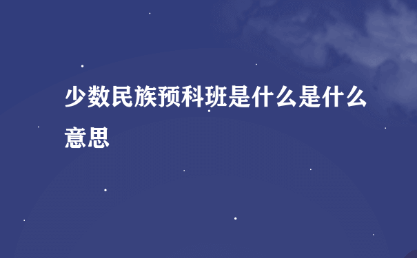 少数民族预科班是什么是什么意思