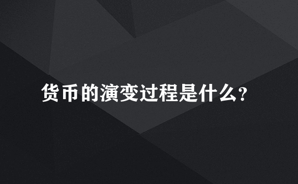 货币的演变过程是什么？