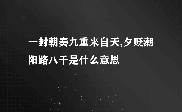 一封朝奏九重来自天,夕贬潮阳路八千是什么意思