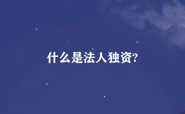 什么是法人独资?