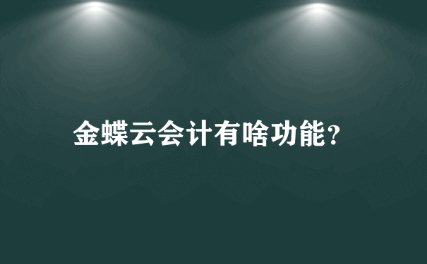 金蝶云会计有啥功能？