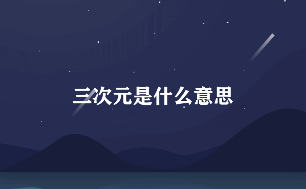 三次元是什么意思