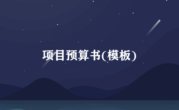 项目预算书(模板)