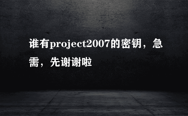 谁有project2007的密钥，急需，先谢谢啦