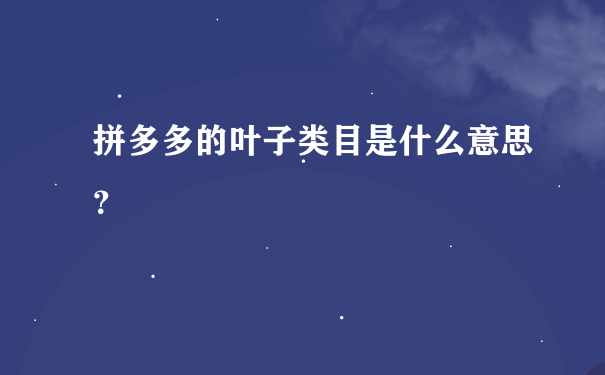 拼多多的叶子类目是什么意思？