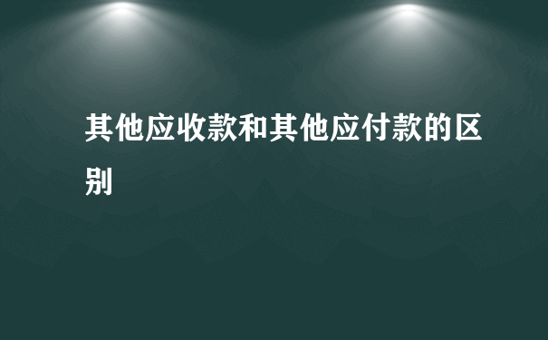 其他应收款和其他应付款的区别