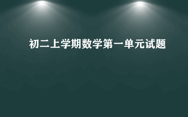 初二上学期数学第一单元试题