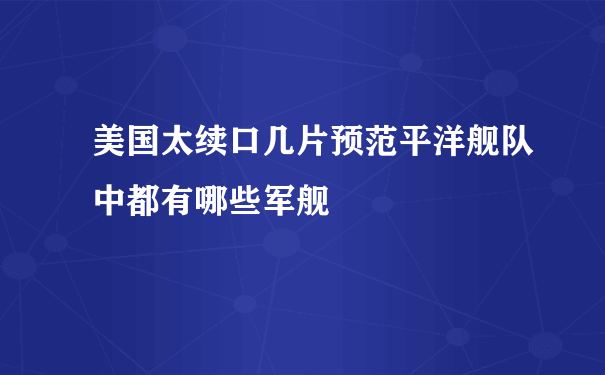 美国太续口几片预范平洋舰队中都有哪些军舰