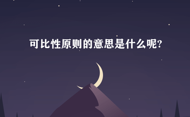 可比性原则的意思是什么呢?