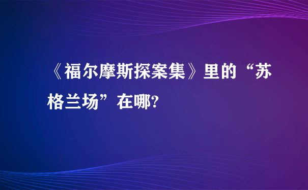 《福尔摩斯探案集》里的“苏格兰场”在哪?