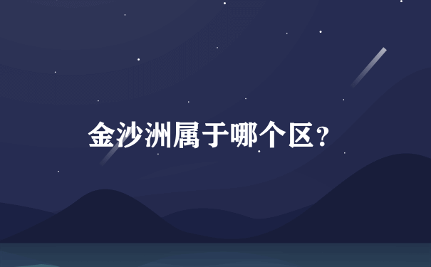 金沙洲属于哪个区？