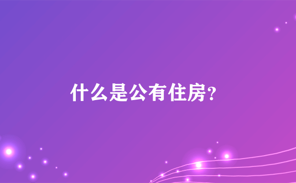 什么是公有住房？