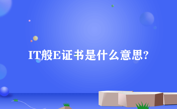 IT般E证书是什么意思?