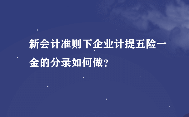 新会计准则下企业计提五险一金的分录如何做？