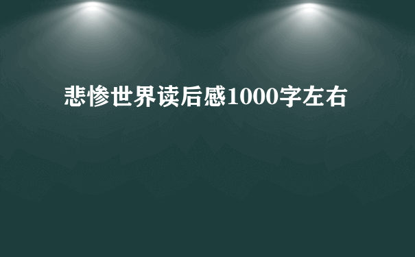 悲惨世界读后感1000字左右