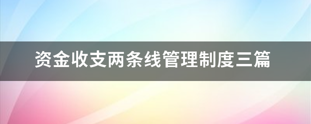 资金收支两条线管理制度三篇