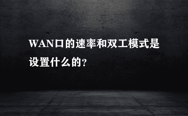 WAN口的速率和双工模式是设置什么的？