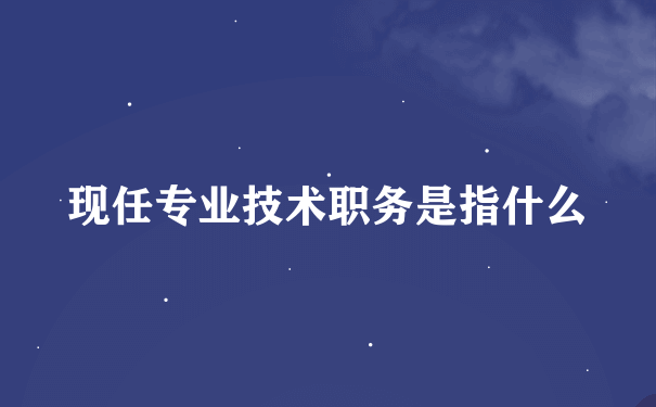 现任专业技术职务是指什么