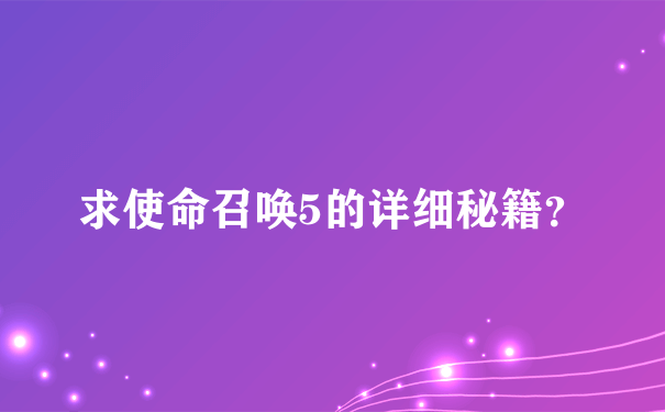 求使命召唤5的详细秘籍？