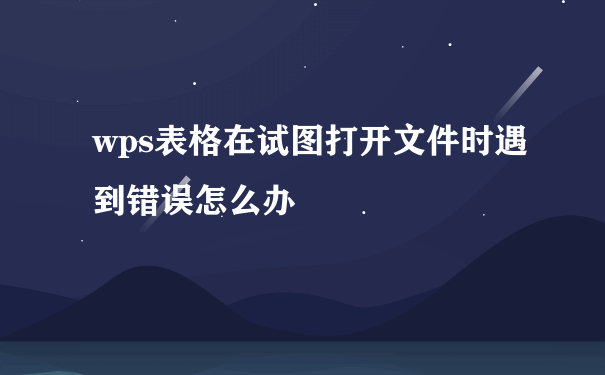 wps表格在试图打开文件时遇到错误怎么办